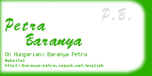 petra baranya business card